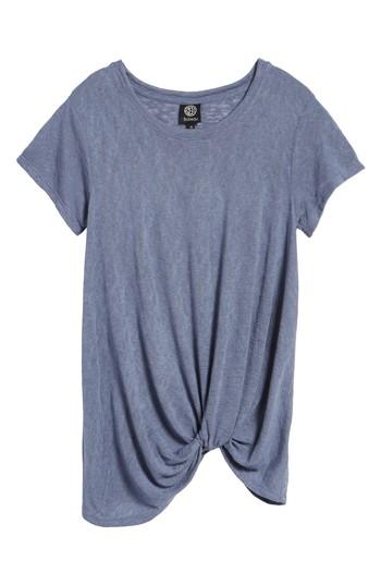 Petite Women's Bobeau Jessica Twist Hem Slub Tee, Size P - Grey