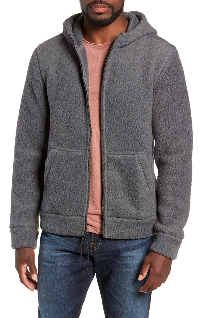 Men's Michael Bastian Regular Fit Polartec Fleece Hoodie, Size - Grey