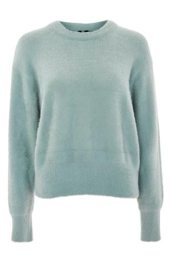 Women's Topshop Boutique Feather Knit Sweater Us (fits Like 0) - Green