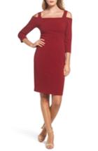 Women's Adrianna Papell Cold Shoulder Sheath Dress - Red