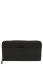 Women's Tory Burch Mcgraw Leather Continental Zip Wallet - Black