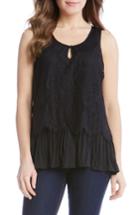 Women's Karen Kane Lace Overlay Tank - Black