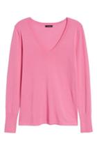 Women's Halogen Cotton Blend V-neck Sweater, Size - Pink
