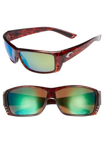 Men's Costa Del Mar Cat Cay 60mm Polarized Sunglasses - Tortoise/ Green Mirror
