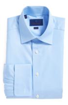 Men's David Donahue Trim Fit Texture French Cuff Dress Shirt .5 - 32/33 - Blue