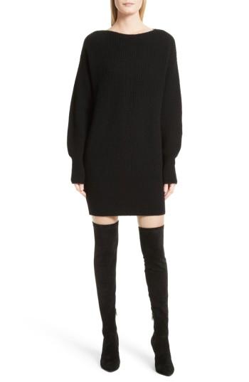 Women's Theory Nimbus Wool Ribbed Cocoon Dress, Size - Black