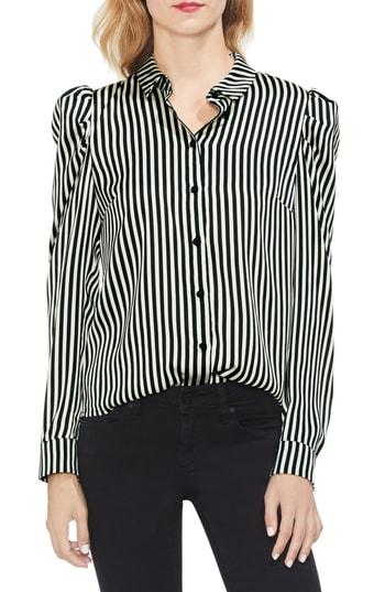 Women's Vince Camuto Chic Stripe Crepe Blouse - Black