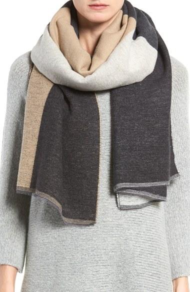 Women's Eileen Fisher Colorblock Cotton Blend Scarf