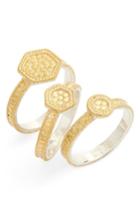 Women's Anna Beck Gold Plate Geometric Set Of 3 Stacking Rings