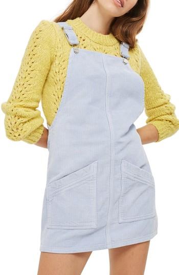 Women's Topshop Corduroy Pinafore Dress Us (fits Like 6-8) - Blue