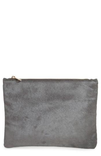 Sole Society 'dolce' Genuine Calf Hair Clutch - Grey