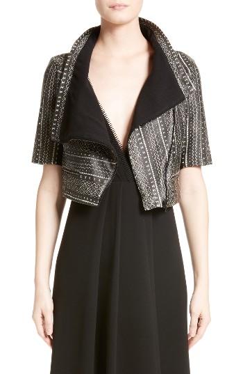 Women's Yigal Azrouel Crop Print Leather Jacket