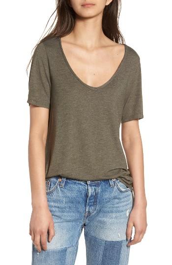 Women's Bp. Raw Edge V-neck Tee, Size - Green