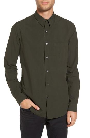 Men's Theory Rammy Trim Fit Solid Sport Shirt, Size - Green