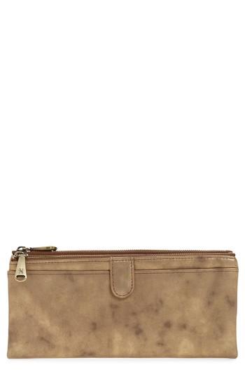 Women's Hobo 'taylor' Glazed Leather Wallet - Beige