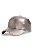 Women's Amici Accessories Metallic Faux Leather Ball Cap -