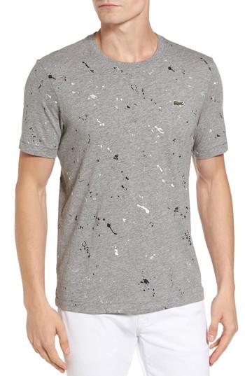 Men's Lacoste L!ve Splatter Print Graphic T-shirt, Size - Grey