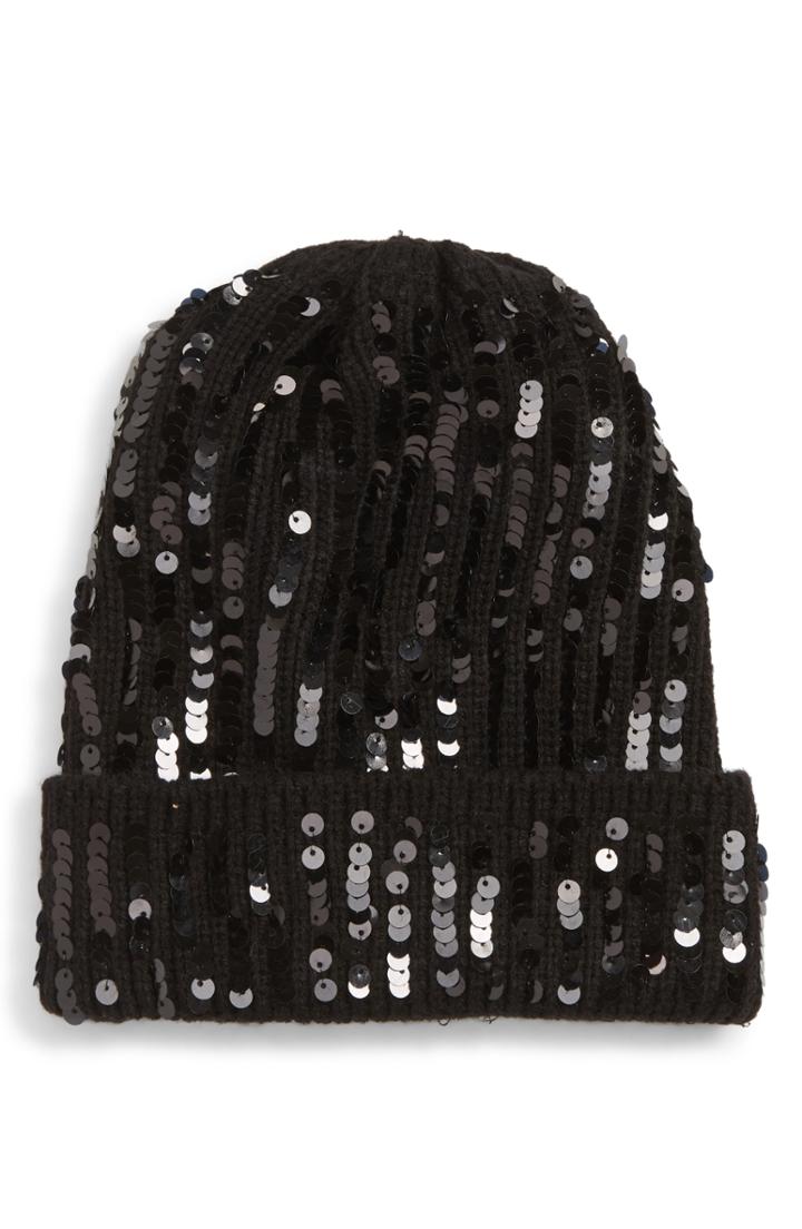 Women's Tasha Sparkly Sequin Beanie - Black