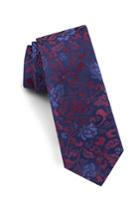 Men's Ted Baker London Flower Leaves Silk Tie, Size - Burgundy