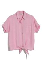Women's Madewell Tie Front Short Sleeve Top - Pink