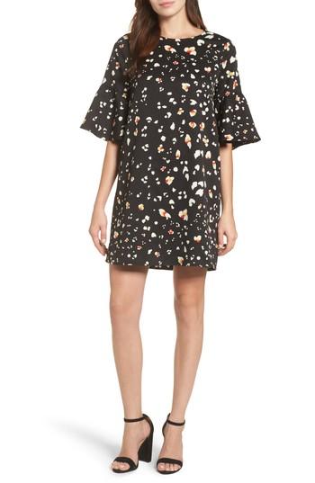 Women's Halogen Ruffle Sleeve Shift Dress, Size - Black