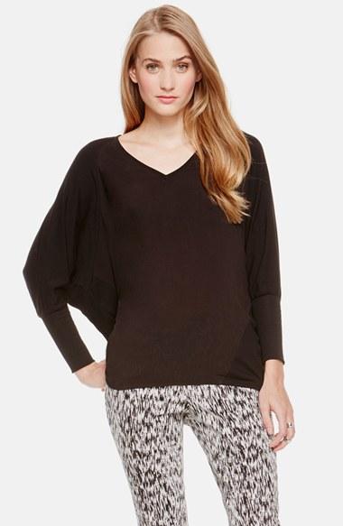 Women's Two By Vince Camuto 'saturday' Mixed Media V-neck Top