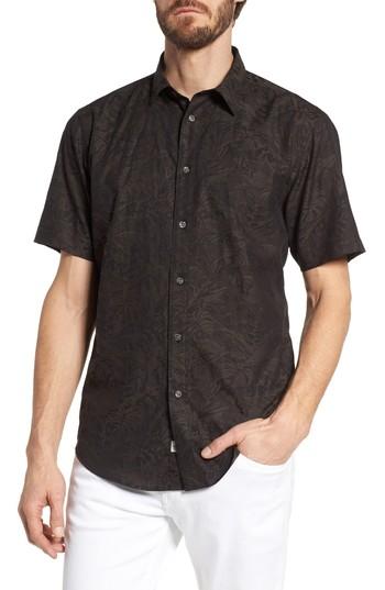 Men's Coastaoro Princeville Regular Fit Print Short Sleeve Sport Shirt - Black