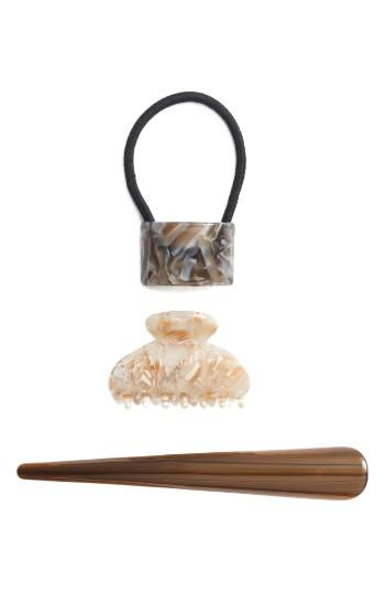 Tasha 3-pack Hair Tie & Clip Set, Size - Brown
