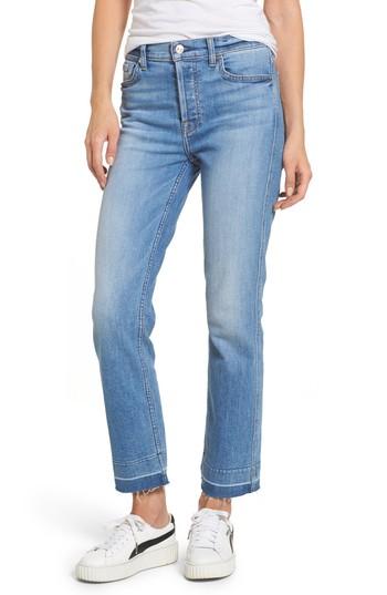 Women's 7 For All Mankind Edie High Waist Crop Release Hem Jeans - Blue