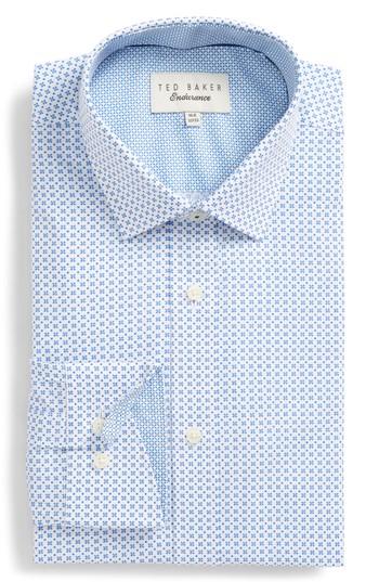 Men's Ted Baker London Trim Fit Geometric Dress Shirt 32/33 - Blue