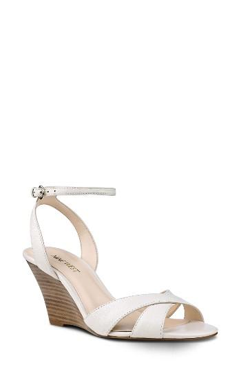 Women's Nine West Kami Ankle Strap Wedge Sandal M - White