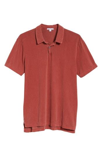 Men's James Perse Slim Fit Sueded Jersey Polo (l) - Orange