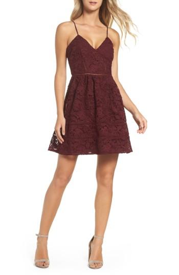 Women's Bb Dakota Sutton Lace Fit & Flare Dress - Burgundy
