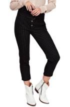 Women's Free People Montella Pinstripe Crop Skinny Pants - Black
