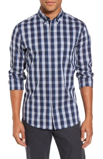 Men's Nordstrom Men's Shop Spade Tech-smart Trim Fit Check Sport Shirt - Blue
