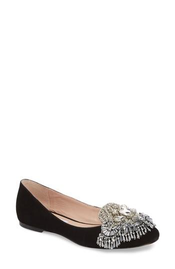 Women's James Chan Fiona Embellished Flat M - Black