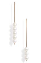 Women's Poppy Finch Baby Pearl Stick Pin Linear Drop Mismatch Earrings