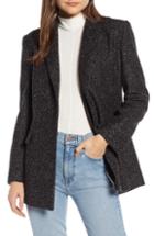 Women's Something Navy Boucle Blazer, Size - Black