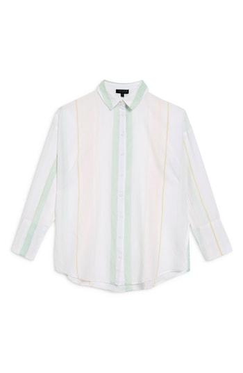 Women's Topshop Washed Stripe Shirt Us (fits Like 0) - White