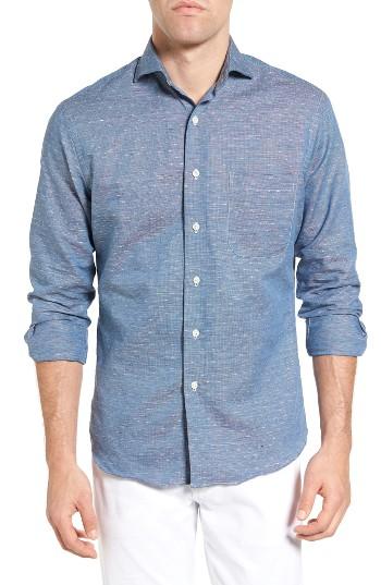 Men's New England Shirt Co. Regular Fit Jacquard Sport Shirt - Blue