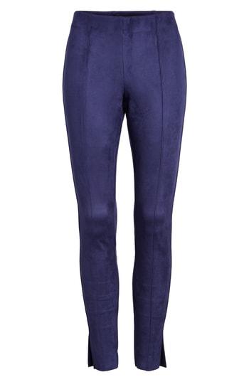 Women's Zeza B By Hue Side Slit Faux Suede Leggings - Blue