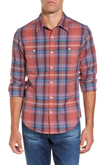 Men's Bonobos Slim Fit Plaid Flannel Sport Shirt, Size - Pink