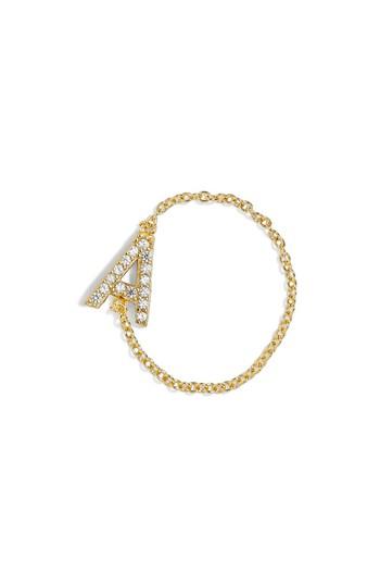 Women's Baublebar Nome Everyday Fine Crystal Initial Chain Ring