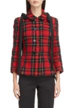 Women's Simone Rocha Shoulder Bow Fitted Tartan Jacket Us / 6 Uk - Red