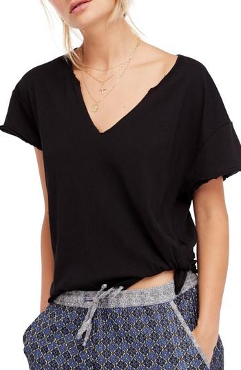 Women's Free People Lilly Side Tie Tee - Black