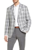 Men's Jkt New York Roger Plaid Linen Sport Coat R - Grey
