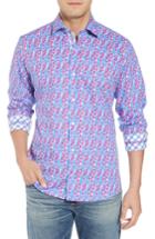 Men's Tailorbyrd Beal Regular Fit Geo Print Sport Shirt - Blue