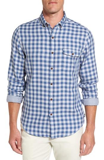 Men's Vineyard Vines Crosby Slim Blue Heron Gingham Sport Shirt, Size - Blue