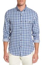 Men's Vineyard Vines Crosby Slim Blue Heron Gingham Sport Shirt, Size - Blue