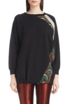 Women's Dries Van Noten Metallic & Peacock Inset Sweatshirt - Black